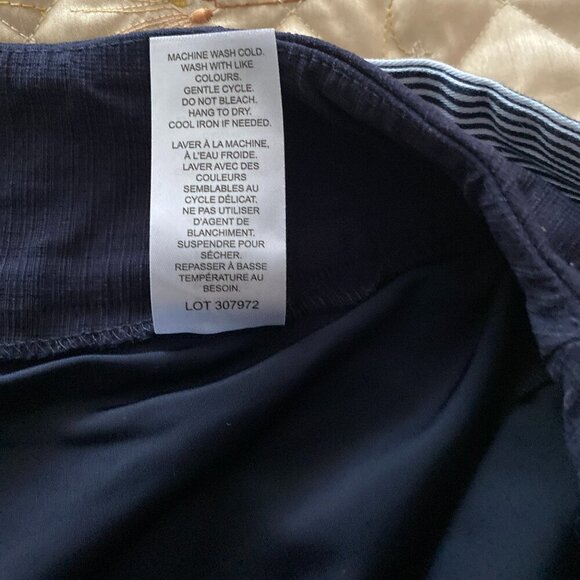 S.C.&Co. Stretchy Linen Texture Navy Skorts Striped Fabric Belt Side Pockets S16 - Picture 3 of 7